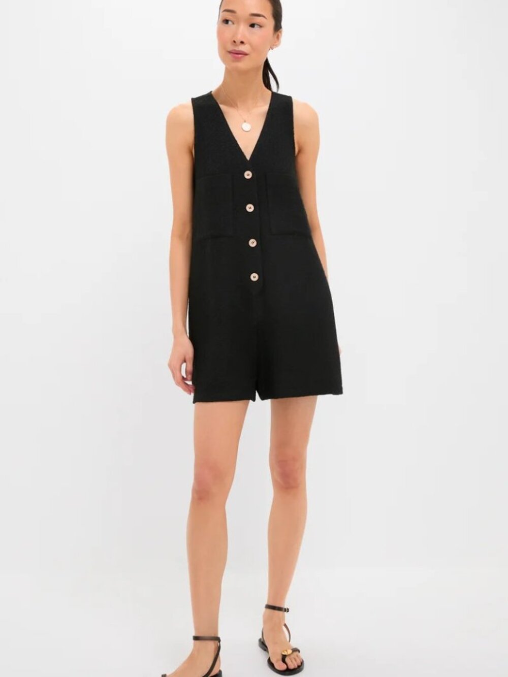 TUCKERNUCK Textured Myla Romper NAVY EUC